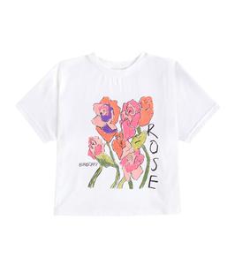 Футболка из хлопкового джерси с принтом Burberry Kids, белый