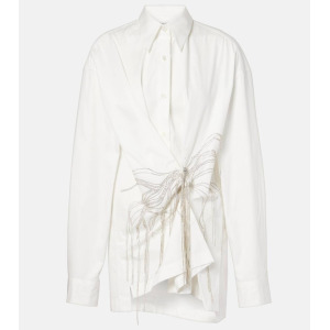 Блузка из хлопка с отделкой и сборками Dries Van Noten, цвет off white