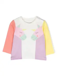 Хлопковый топ с графическим принтом Stella McCartney Kids, белый