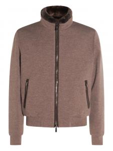 Куртка на молнии с воротником из искусственного меха Moorer, коричневый