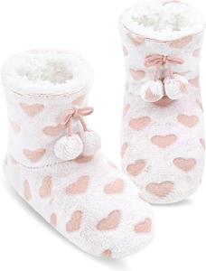 Женские теплые тапочки-носки DICUIRD с рифленой подошвой - рождественские домашние тапочки, Pink Love