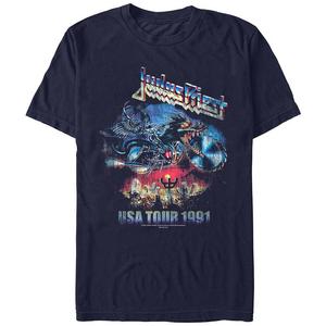 Мужская футболка Judas Priest USA Tour 1991 с графическим рисунком Licensed Character, темно-синий