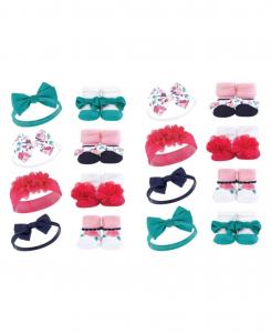 Набор из 16 предметов: повязка на голову и носки, нежно-розовый цветочный узор Hudson Baby, Bright pink floral