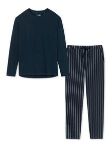 Пижама Schiesser Organic Cotton, цвет blau gestreift/dunkelblau
