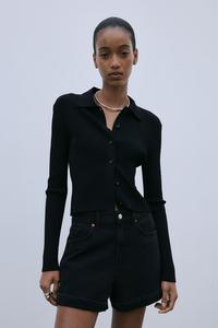 Джинсовые шорты с завышенной талией H&M, серый