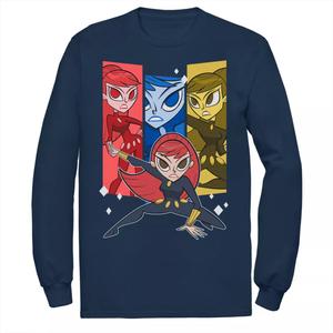 Мужская футболка Black Widow Action Stance с красочными портретными панелями Marvel