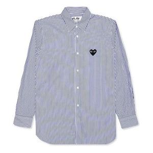 Рубашка black emblem striped button down shirt 'blue' Comme Des Garcons Play, синий