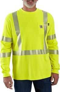 Carhartt мужская огнестойкая флуоресцентная футболка с длинным рукавом, свободного кроя, средней плотности, класс 3, с карманом, Brite Lime