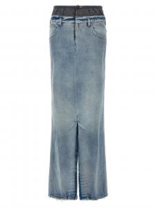 Джинсовая юбка с разрезами MAISON MARGIELA, мультиколор