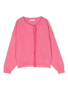 Monnalisa шерстяной кардиган с кружевом, розовый