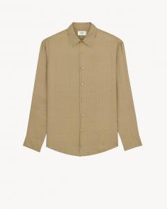 Рубашка из шелкового сатина с геометрическим узором Saint Laurent, желтый