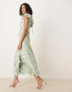 Платье миди Maya с цветочными оборками мятного цвета