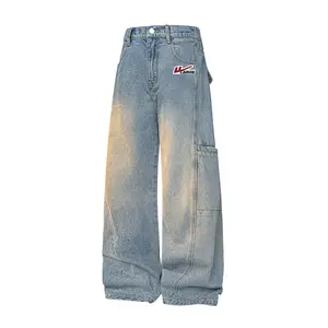 Унисекс-карго штаны умеренного кроя WARRIOR, светло-синий (diy badge)