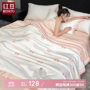 Red Bean Home Textiles Летнее одеяло из искусственного шелка 200х230 см, 3 предмета (одеяло + 2 наволочки), цвет Laiyin Bow Tie - Vibrant White Peach + Semi-Ripe Peach