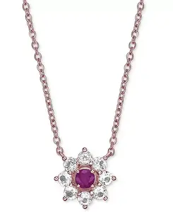 Ожерелье с подвеской в виде цветка длиной 18 дюймов из позолоченного серебра 925 пробы (также с рубином) с изумрудом (1/4 карата) и белым топазом (7/8 карата) Macy'S, ruby