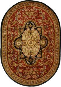 Ковер SAFAVIEH, 229 x 290 см, Classic Collection, овал, красный и черный, ручной работы, традиционный восточный шерстяной, идеален для помещений с высокой проходимостью в гостиной, спальне (CL220C)