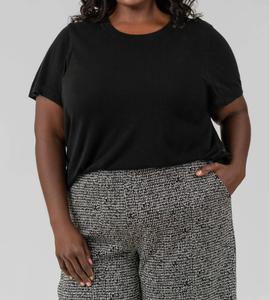 Топ с короткими рукавами свитерного кроя плюс размера в цвете оникс Nic + Zoe, Onyx