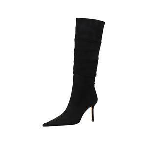 BIGTREE Сапоги женские черные, высота 8 см