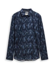 Рубашка Slim Fit на пуговицах TOM TAILOR, темно-синий/светло-голубой