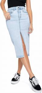 Джинсовая юбка-платье с разрезом спереди, длинная, из светлого денима, для девушек-подростков CELLO, светлый деним