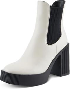 Женские кожаные ботильоны Azura VLOACEOUS с массивным каблуком, искусственным мехом и удобной посадкой, Bone