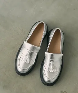 Лоферы с кисточками Coen, цвет Silver