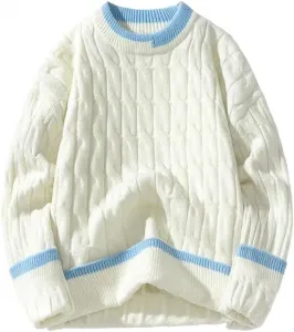 Мужской однотонный утепленный свитер свободного кроя