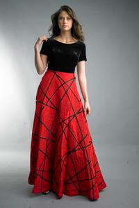 Платье без рукавов с бархатным верхом Basix Black Label, Black Red