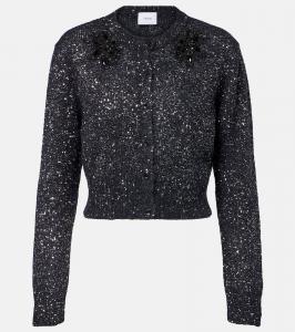 Укороченный кардиган с декором из смесовой альпаки Erdem, Black