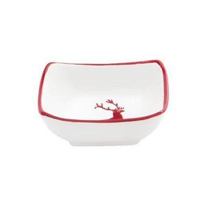 Квадратная миска Ruby Red Deer 9x9x3,4 см Gmundner Keramik, бело-красный