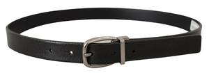 Элегантный черный кожаный ремень с металлической пряжкой Dolce & Gabbana