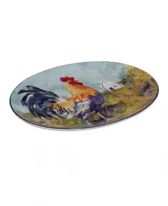 Овальное блюдо «Петушиная поляна» Certified International, blue