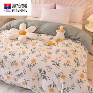 Fuanna Пододеяльник 220х240 см из хлопка с начесом, цветочный принт Flowers Blooming