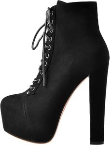 Женские ботильоны на платформе Gogo с высокой толстой подошвой, боковой молнией, круглым носком, удобные, для вечеринок, повседневные ботинки Onlymakerheels, Black P