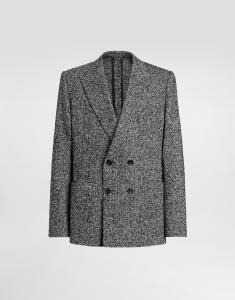 Двубортный пиджак из шерсти с рисунком «елочка» Dolce & Gabbana, мультиколор