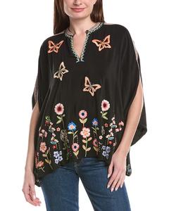 Пончо из шелка "Джонни был Нурией" Johnny Was, черный