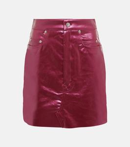 Мини-юбка из денима с покрытием Rick Owens, Fuschia