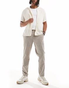 Узкие зауженные льняные брюки на шнурке от Jack & Jones бежевого цвета