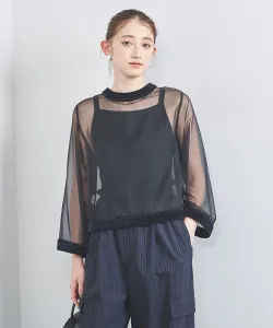 Блузка из органзы с лентой, двусторонняя United Arrows, цвет Black