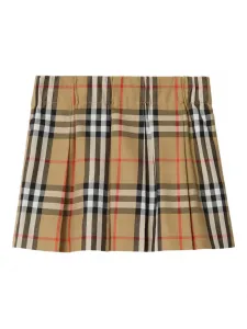 Плиссированная юбка в клетку Burberry Kids, бежевый