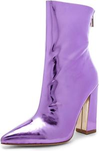 Женские западные ботильоны YDN с массивным высоким каблуком, с острым носком и молнией, Purple