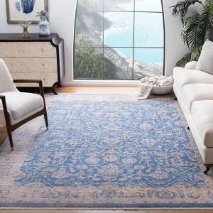 Ковер SAFAVIEH, 244 x 305 см, - коллекция Hellenic - большой - синий и gold, шерсть и вискоза, традиционный восточный дизайн, идеально для гостиной, спальни, офиса, столовой (HLC418M)