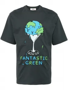 Футболка с графичным принтом MSGM, серый