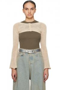 эксклюзивный бежевый болеро-кардиган Ssense Open Yy, бежевый