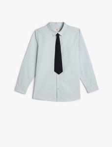 Рубашка на пуговицах классического кроя Koton, светло-голубой
