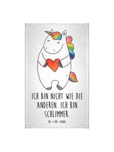 Mr. & Mrs. Panda Белое полотенце с единорогом в форме сердца и надписью