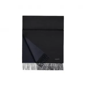 HERMES Кашемировый вязаный шарф унисекс, Black, Marine Blue