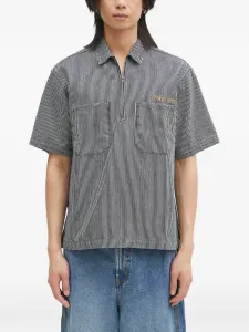 Полосатое поло на молнии Aries, синий