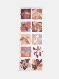 Женский шарф с цветочным принтом в клетчатой рамке Naulover, красный