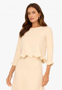 Джемпер Adrianna Papell 3/4 SLEEVE SWEATER WITH WAVY FRINGE HEM, Cream/Off-White